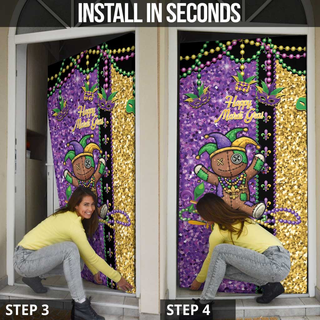 Voodoo Doll Mardi Gras Door Cover Throw Me Something Mister Glitter Effect