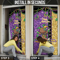 Voodoo Doll Mardi Gras Door Cover Throw Me Something Mister Glitter Effect