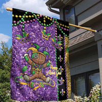 Voodoo Doll Mardi Gras Garden Flag Throw Me Something Mister Glitter Effect