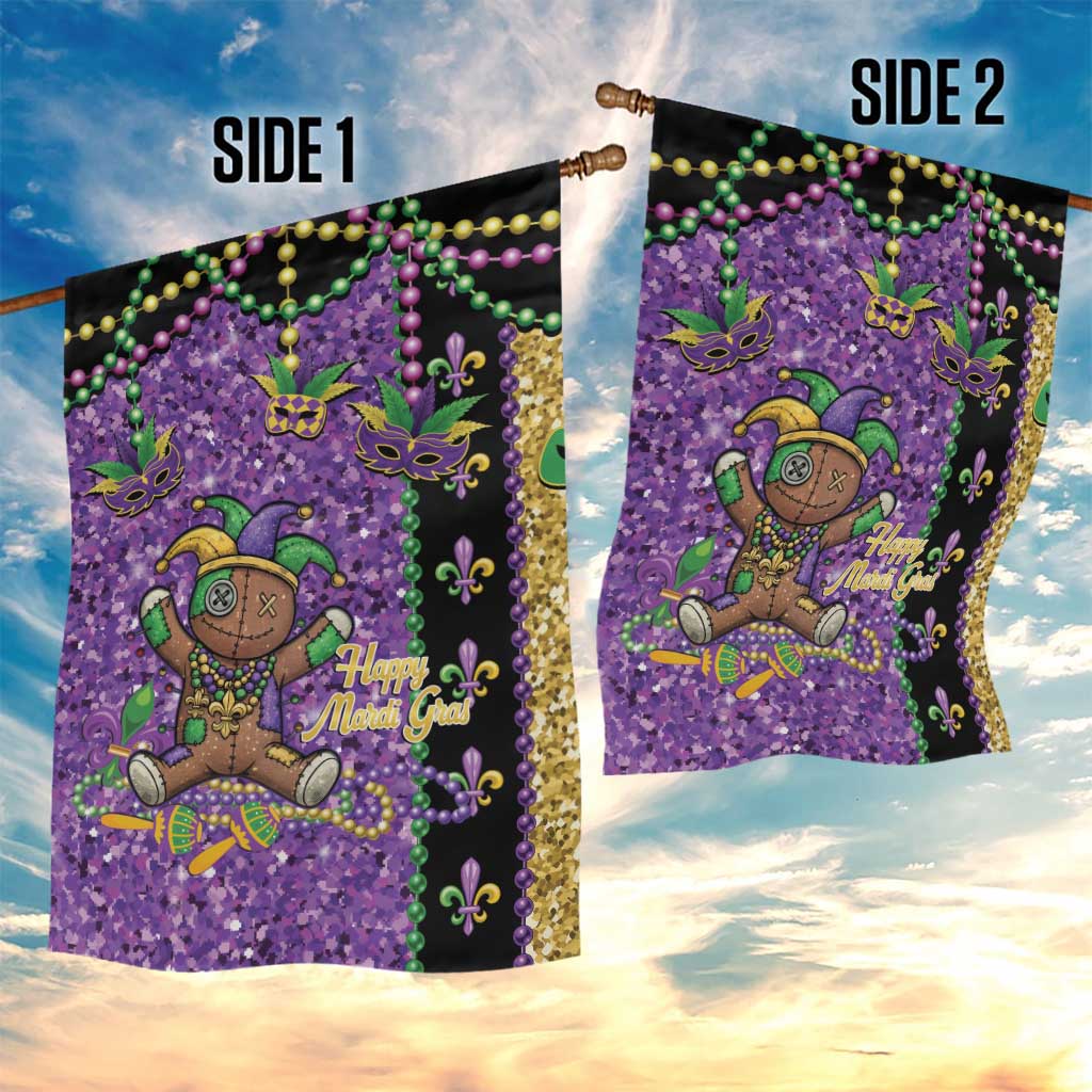 Voodoo Doll Mardi Gras Garden Flag Throw Me Something Mister Glitter Effect