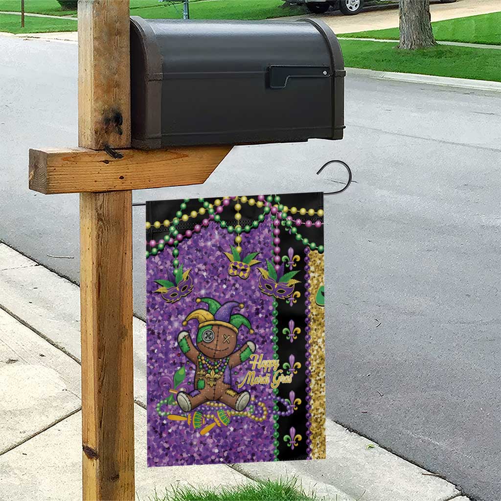 Voodoo Doll Mardi Gras Garden Flag Throw Me Something Mister Glitter Effect