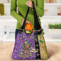 Voodoo Doll Mardi Gras Grocery Bag Throw Me Something Mister Glitter Effect