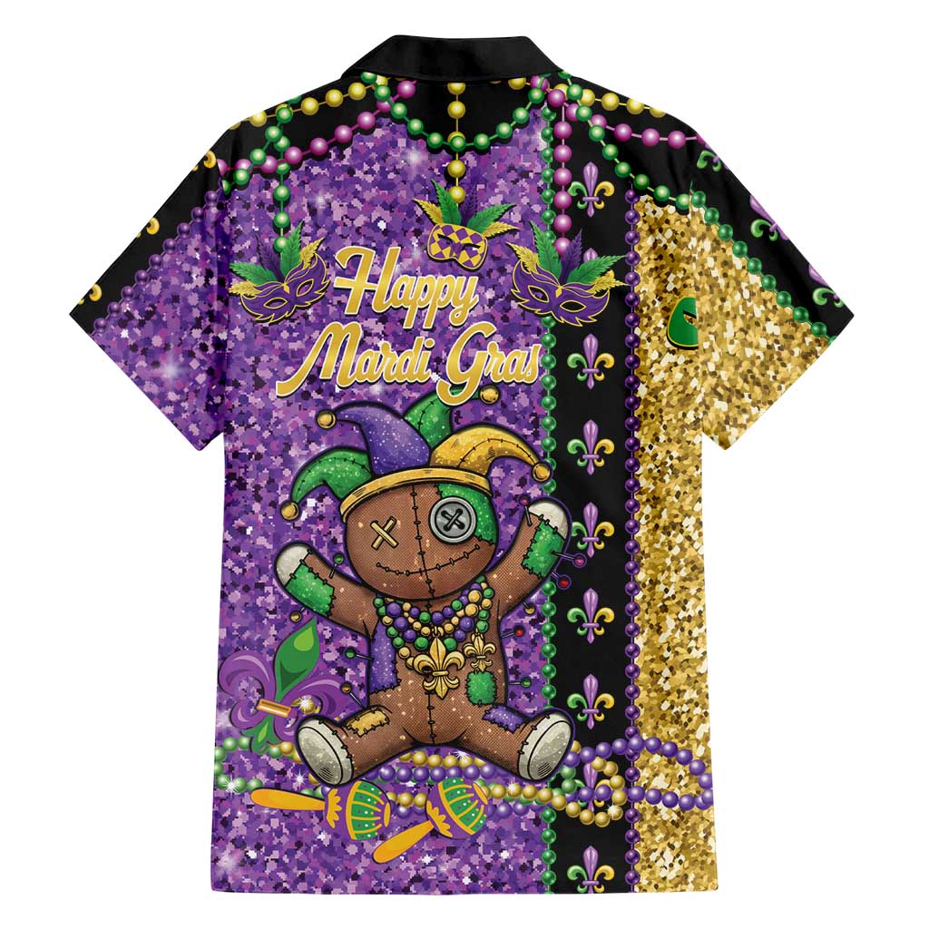 Voodoo Doll Mardi Gras Hawaiian Shirt Throw Me Something Mister Glitter Effect