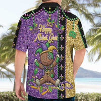 Voodoo Doll Mardi Gras Hawaiian Shirt Throw Me Something Mister Glitter Effect