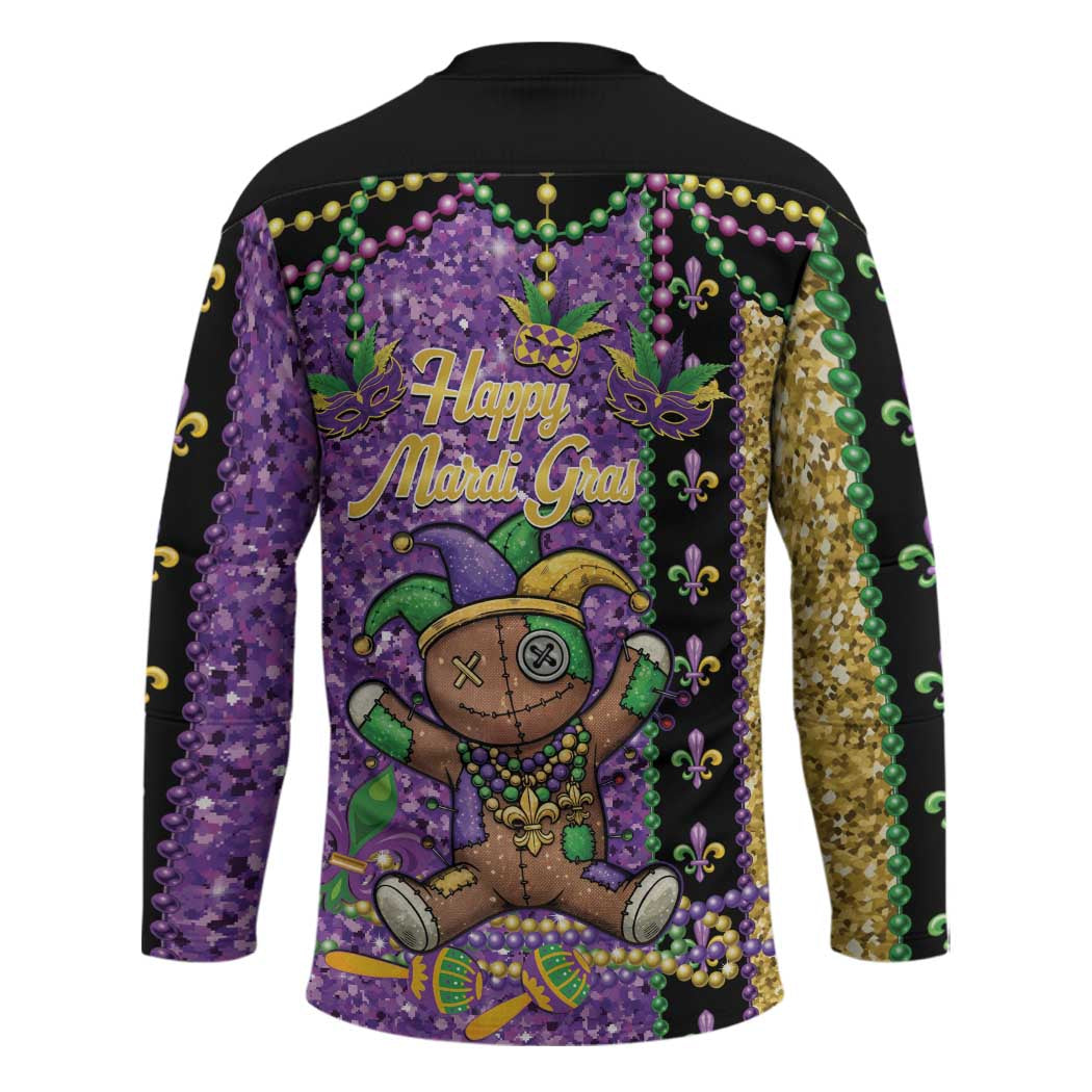 Voodoo Doll Mardi Gras Hockey Jersey Throw Me Something Mister Glitter Effect