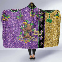 Voodoo Doll Mardi Gras Hooded Blanket Throw Me Something Mister Glitter Effect