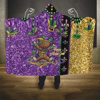 Voodoo Doll Mardi Gras Hooded Blanket Throw Me Something Mister Glitter Effect