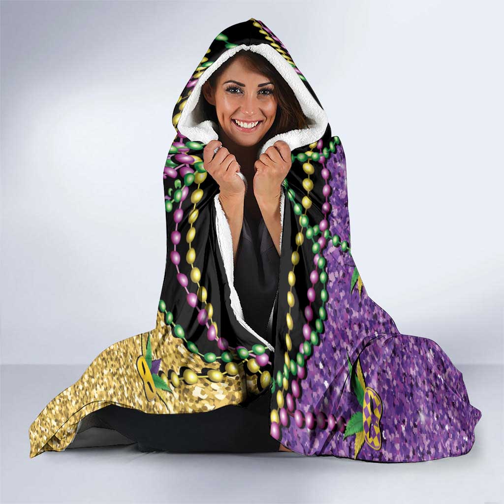 Voodoo Doll Mardi Gras Hooded Blanket Throw Me Something Mister Glitter Effect