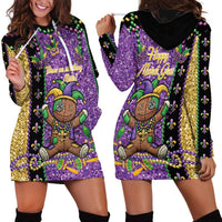 Voodoo Doll Mardi Gras Hoodie Dress Throw Me Something Mister Glitter Effect