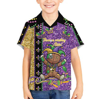 Voodoo Doll Mardi Gras Kid Hawaiian Shirt Throw Me Something Mister Glitter Effect