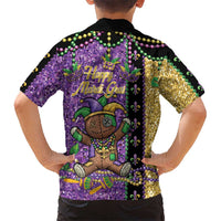 Voodoo Doll Mardi Gras Kid Hawaiian Shirt Throw Me Something Mister Glitter Effect