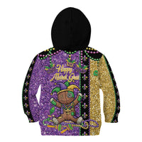Voodoo Doll Mardi Gras Kid Hoodie Throw Me Something Mister Glitter Effect