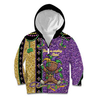 Voodoo Doll Mardi Gras Kid Hoodie Throw Me Something Mister Glitter Effect