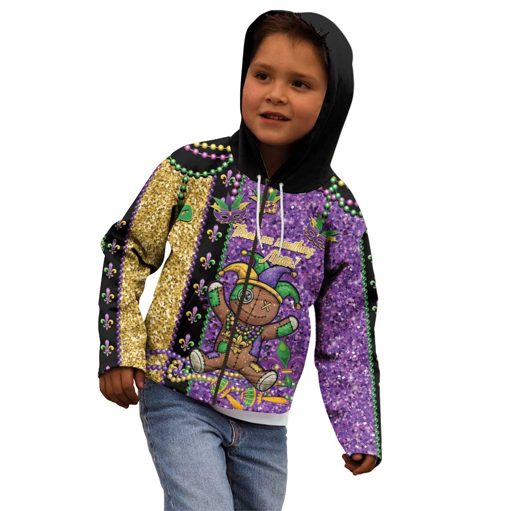 Voodoo Doll Mardi Gras Kid Hoodie Throw Me Something Mister Glitter Effect