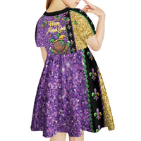 Voodoo Doll Mardi Gras Kid Short Sleeve Dress Throw Me Something Mister Glitter Effect