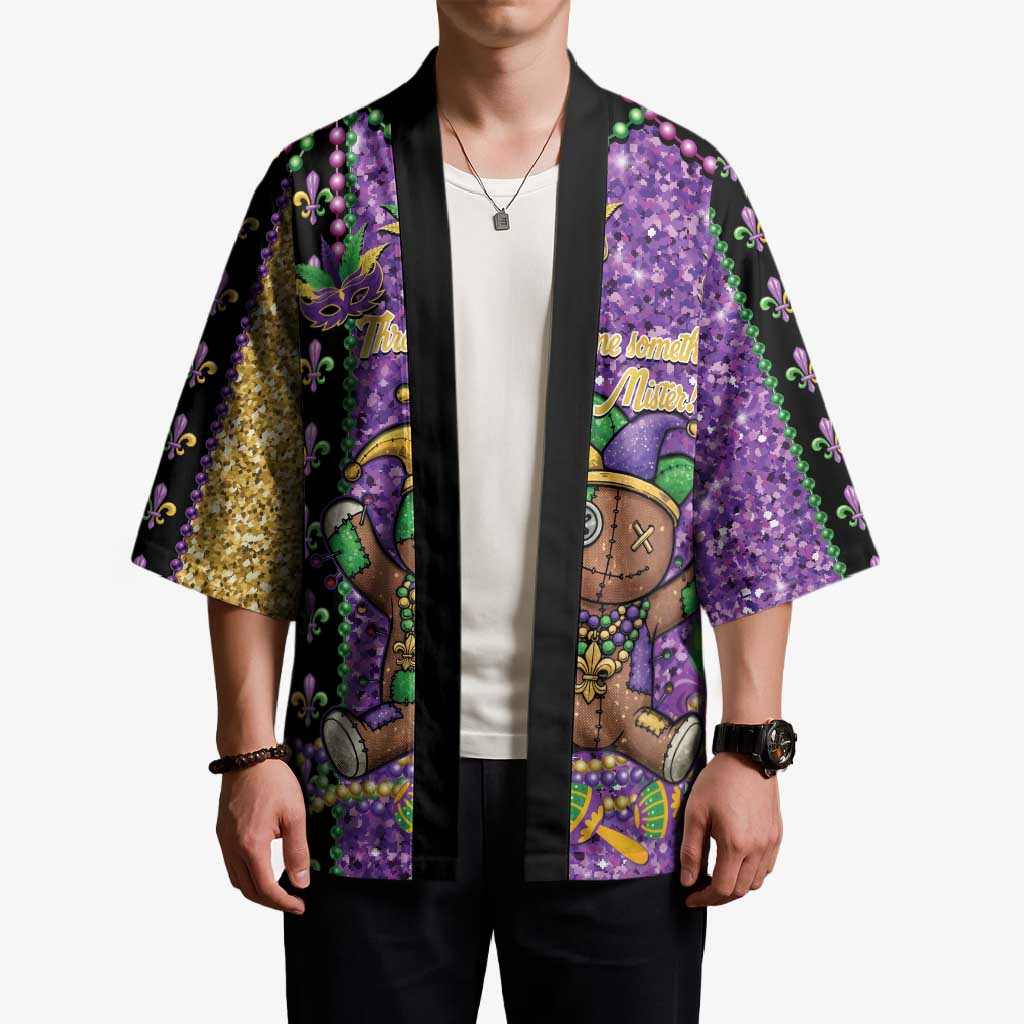 Voodoo Doll Mardi Gras Kimono Throw Me Something Mister Glitter Effect