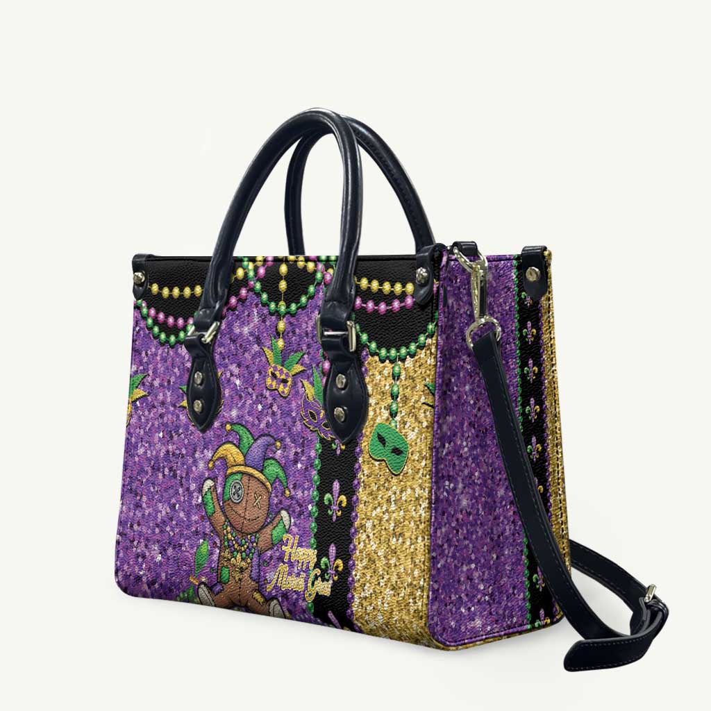 Voodoo Doll Mardi Gras Leather Bag Throw Me Something Mister Glitter Effect