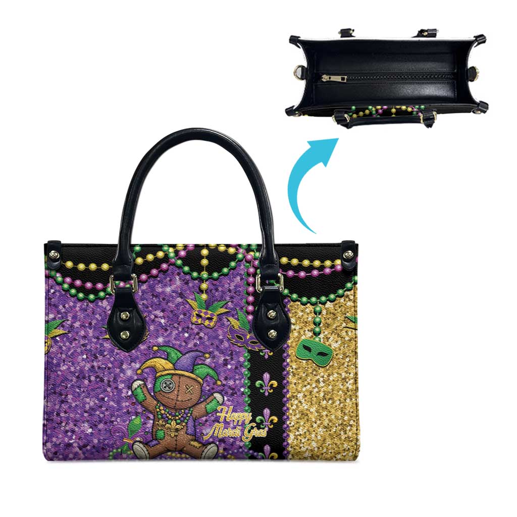 Voodoo Doll Mardi Gras Leather Bag Throw Me Something Mister Glitter Effect