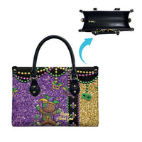 Voodoo Doll Mardi Gras Leather Bag Throw Me Something Mister Glitter Effect