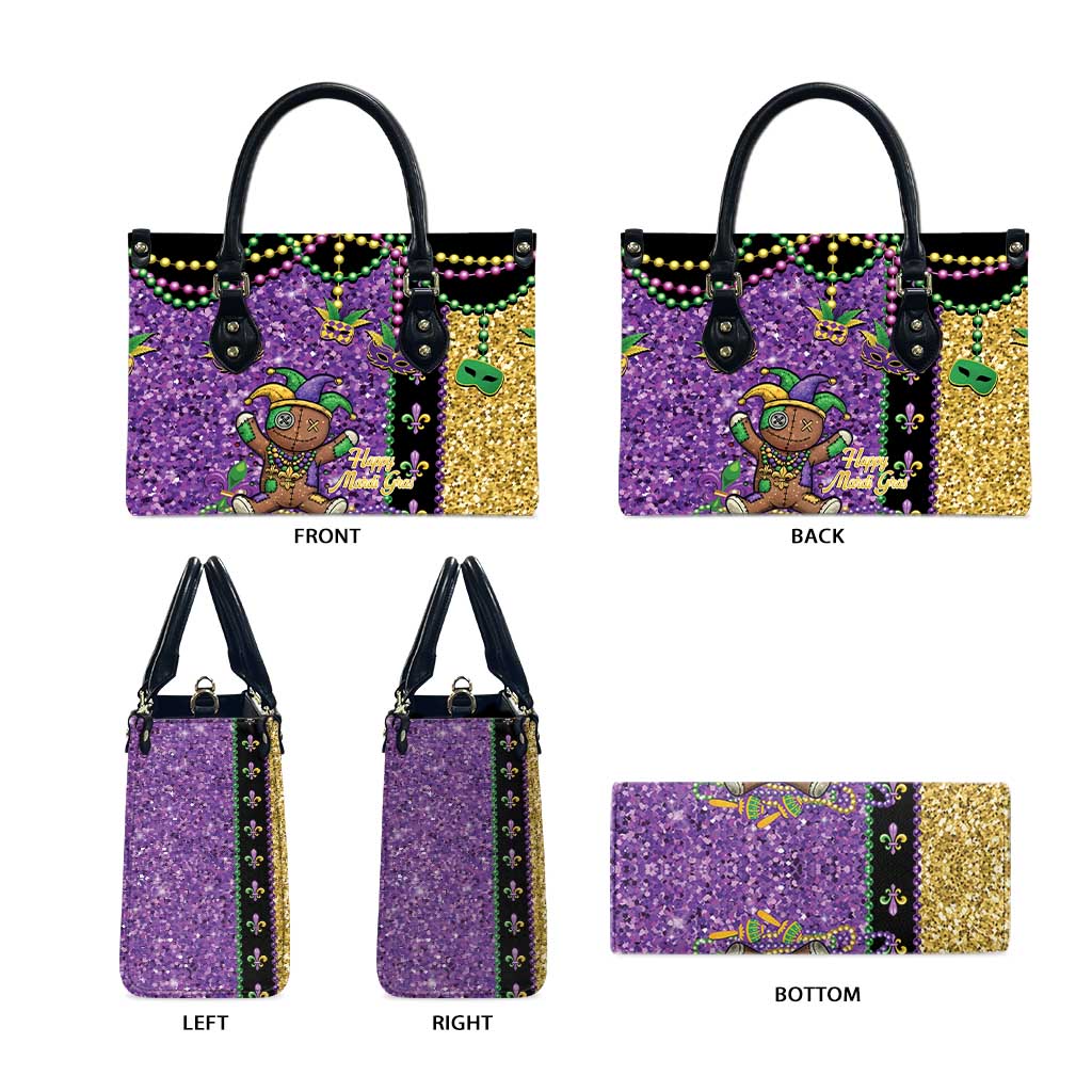 Voodoo Doll Mardi Gras Leather Bag Throw Me Something Mister Glitter Effect