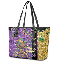 Voodoo Doll Mardi Gras Leather Tote Bag Throw Me Something Mister Glitter Effect