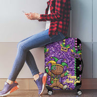 Voodoo Doll Mardi Gras Luggage Cover Throw Me Something Mister Glitter Effect