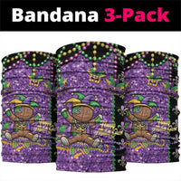 Voodoo Doll Mardi Gras Neck Gaiter Throw Me Something Mister Glitter Effect