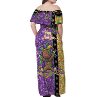 Voodoo Doll Mardi Gras Off Shoulder Maxi Dress Throw Me Something Mister Glitter Effect