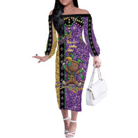 Voodoo Doll Mardi Gras Off The Shoulder Long Sleeve Dress Throw Me Something Mister Glitter Effect