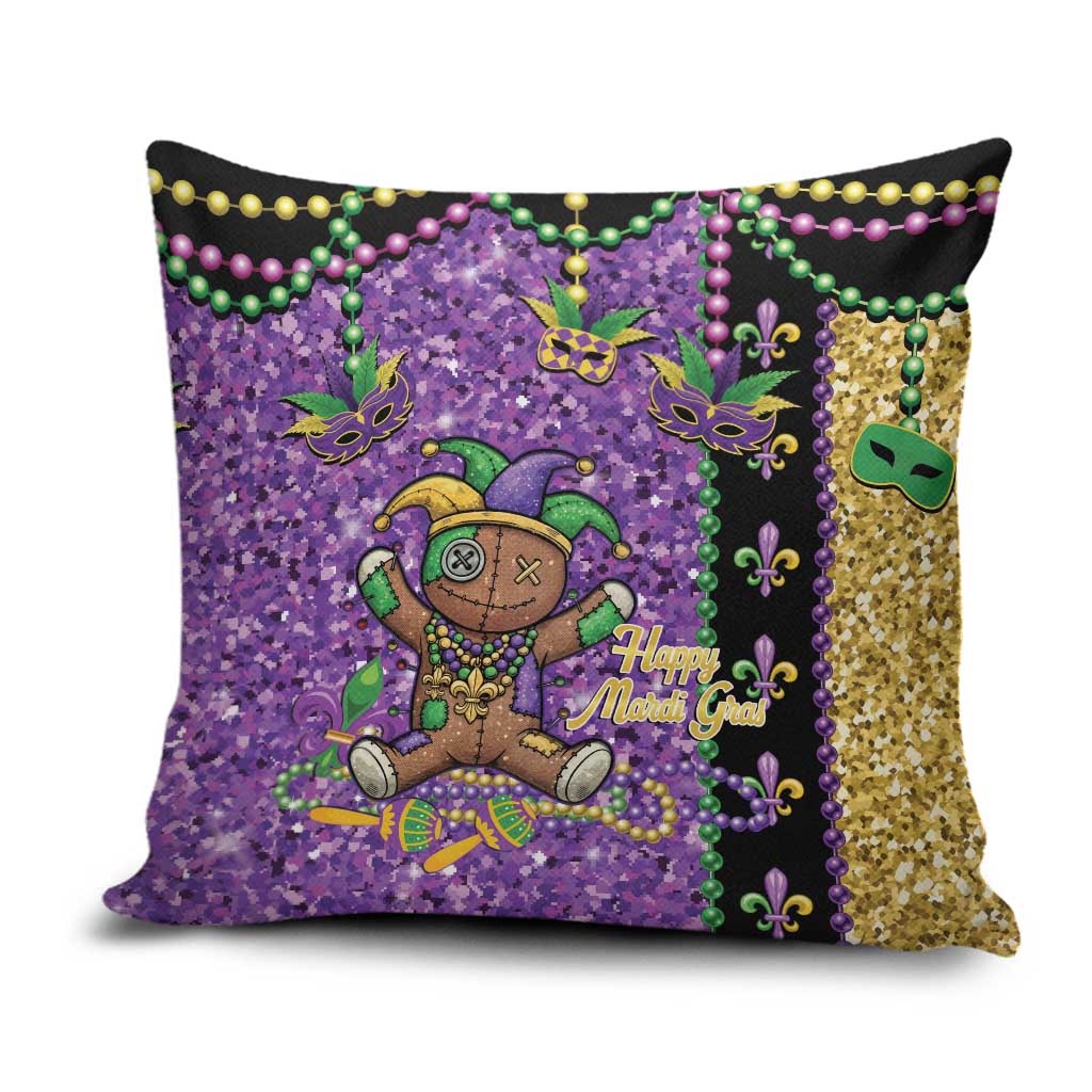 Voodoo Doll Mardi Gras Pillow Cover Throw Me Something Mister Glitter Effect