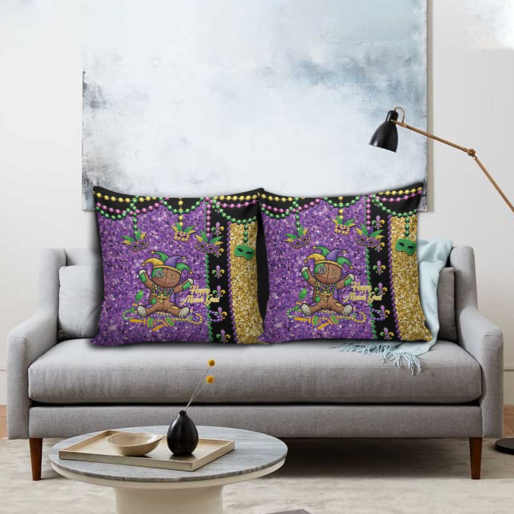 Voodoo Doll Mardi Gras Pillow Cover Throw Me Something Mister Glitter Effect
