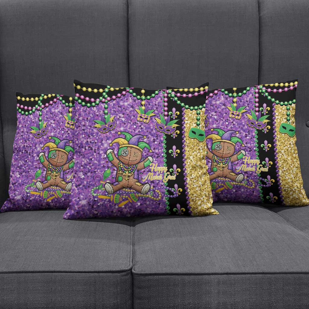 Voodoo Doll Mardi Gras Pillow Cover Throw Me Something Mister Glitter Effect