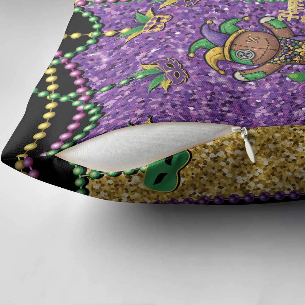Voodoo Doll Mardi Gras Pillow Cover Throw Me Something Mister Glitter Effect