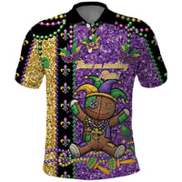 Voodoo Doll Mardi Gras Polo Shirt Throw Me Something Mister Glitter Effect