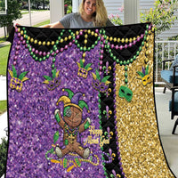 Voodoo Doll Mardi Gras Quilt Throw Me Something Mister Glitter Effect