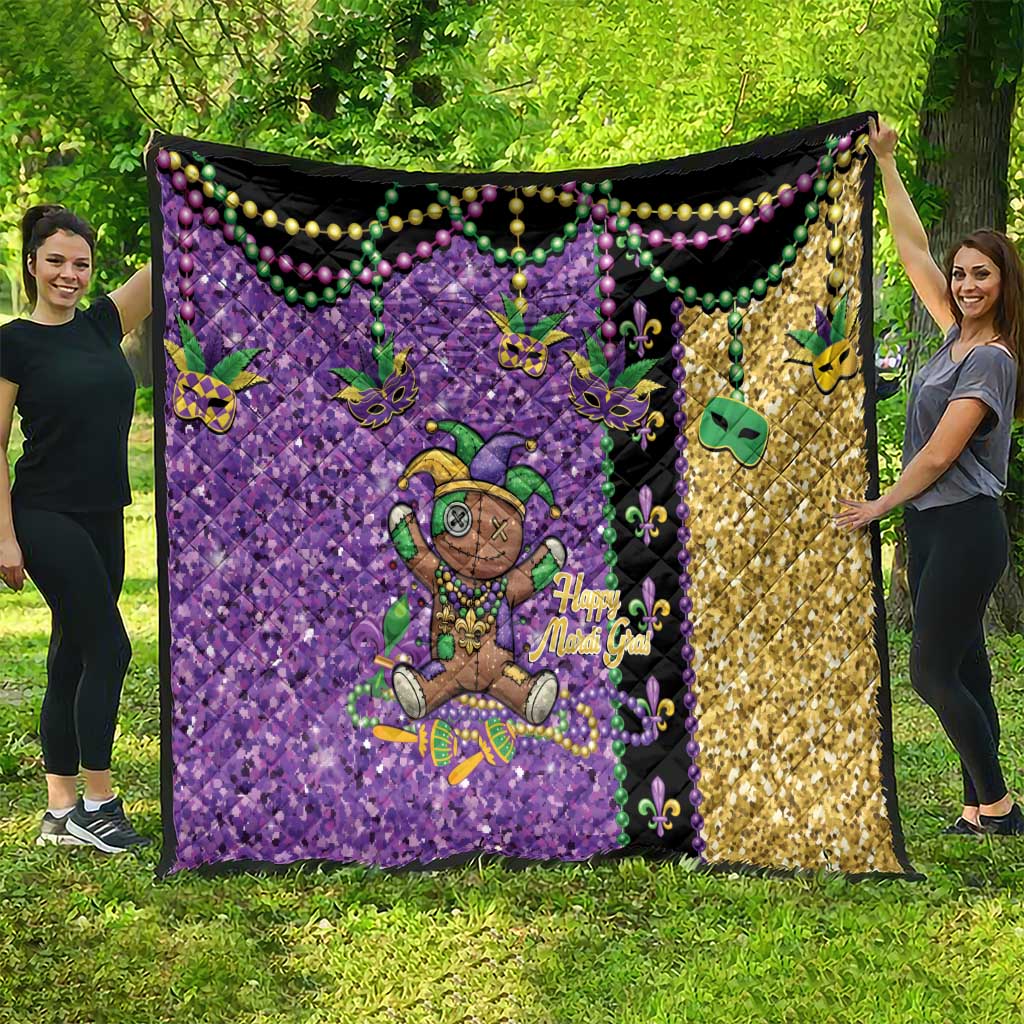 Voodoo Doll Mardi Gras Quilt Throw Me Something Mister Glitter Effect