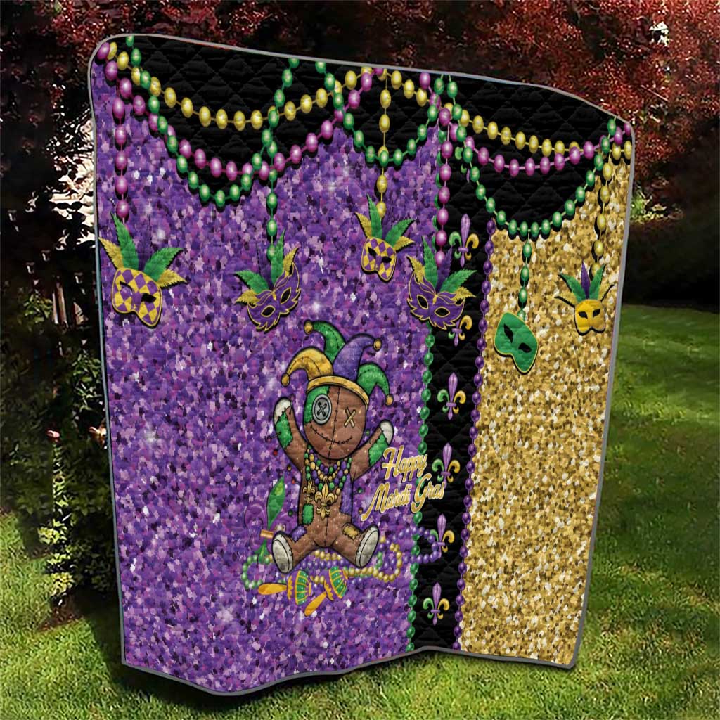 Voodoo Doll Mardi Gras Quilt Throw Me Something Mister Glitter Effect