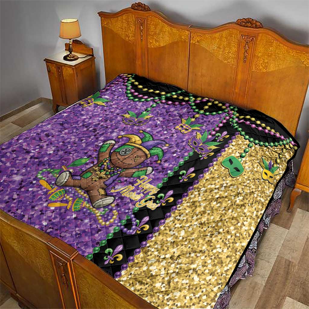 Voodoo Doll Mardi Gras Quilt Throw Me Something Mister Glitter Effect