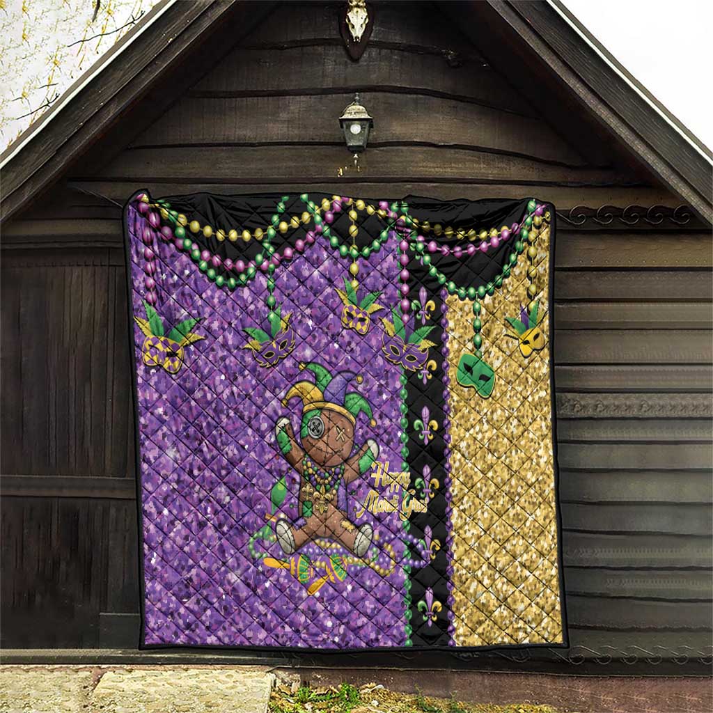 Voodoo Doll Mardi Gras Quilt Throw Me Something Mister Glitter Effect