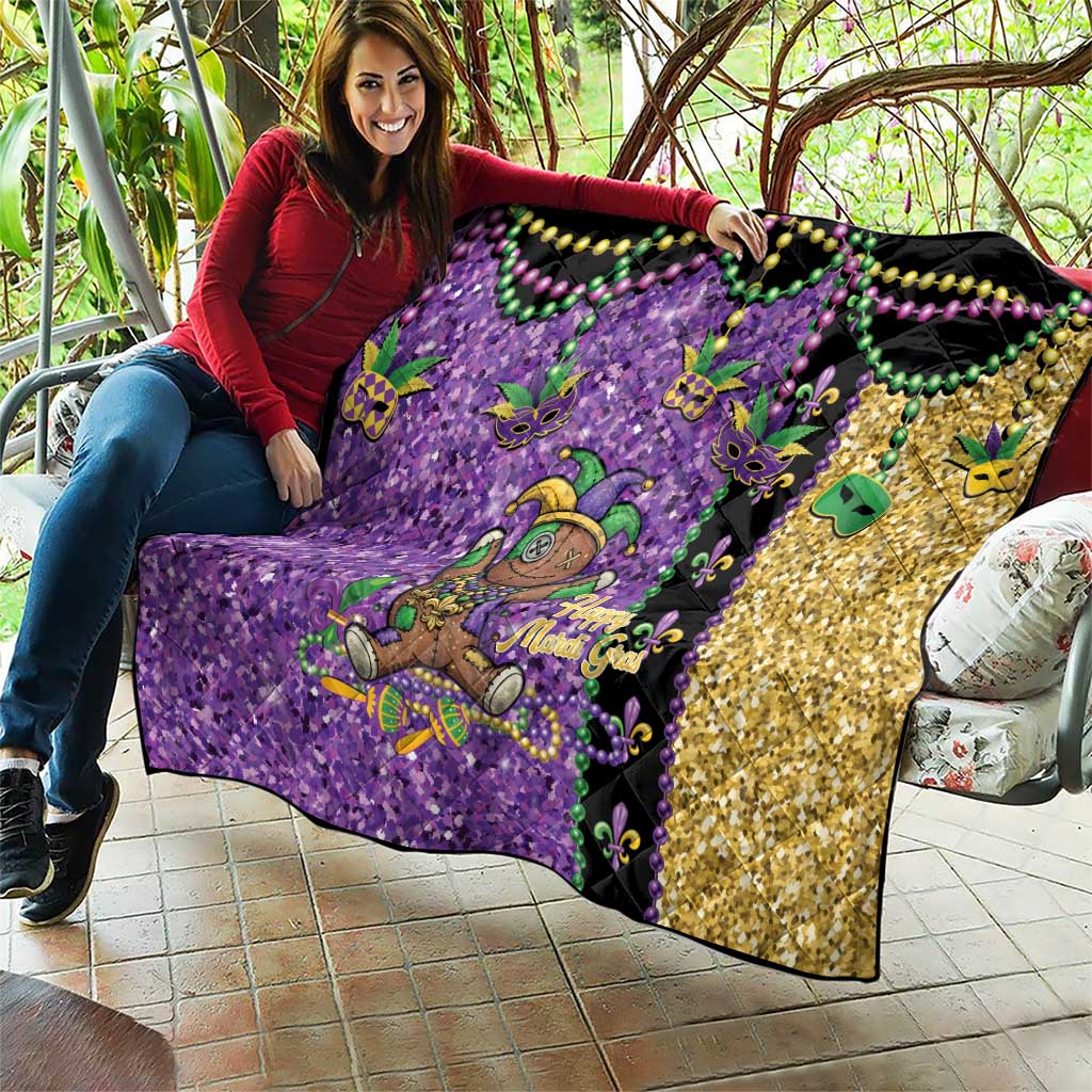 Voodoo Doll Mardi Gras Quilt Throw Me Something Mister Glitter Effect
