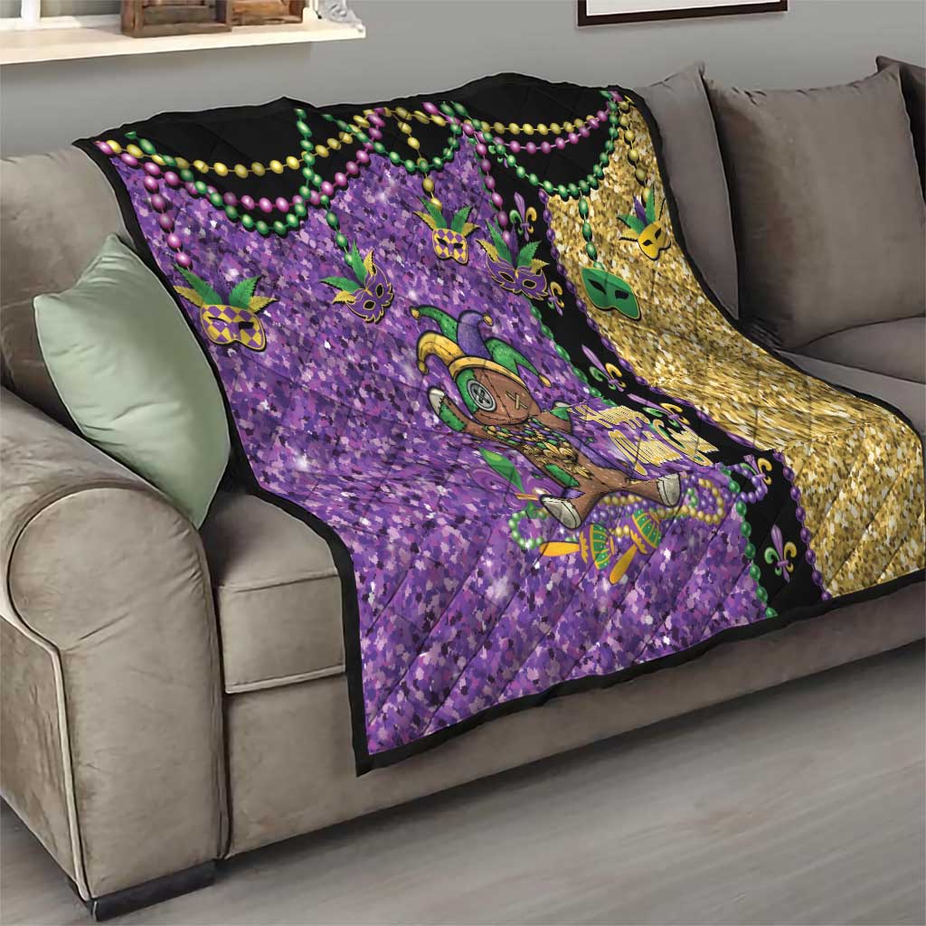 Voodoo Doll Mardi Gras Quilt Throw Me Something Mister Glitter Effect