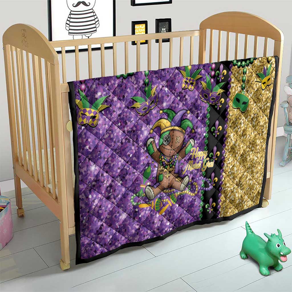 Voodoo Doll Mardi Gras Quilt Throw Me Something Mister Glitter Effect