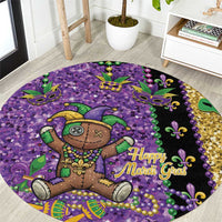 Voodoo Doll Mardi Gras Round Carpet Throw Me Something Mister Glitter Effect