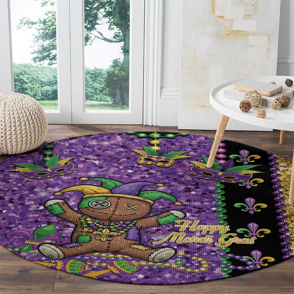 Voodoo Doll Mardi Gras Round Carpet Throw Me Something Mister Glitter Effect