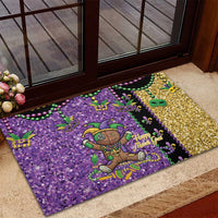 Voodoo Doll Mardi Gras Rubber Doormat Throw Me Something Mister Glitter Effect