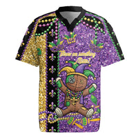Voodoo Doll Mardi Gras Rugby Jersey Throw Me Something Mister Glitter Effect