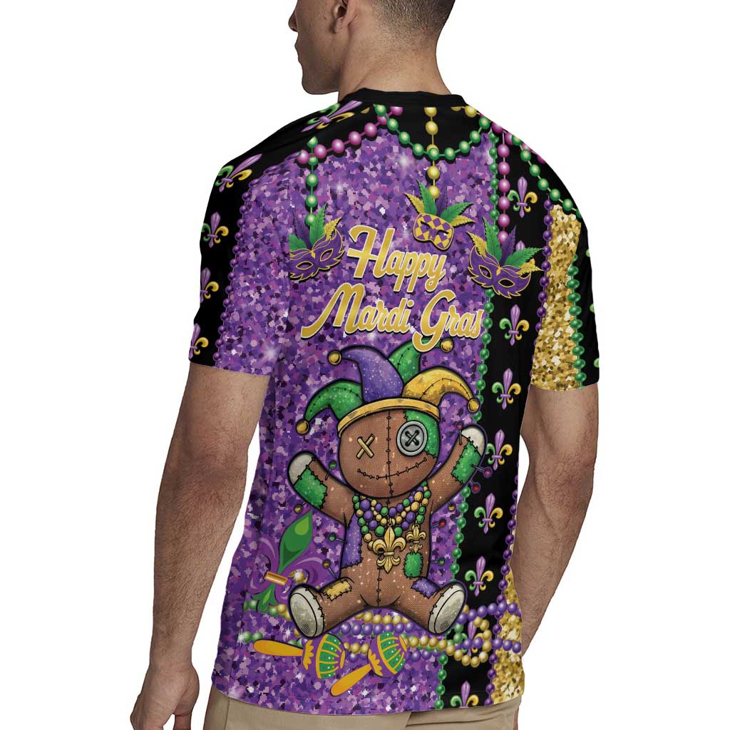 Voodoo Doll Mardi Gras Rugby Jersey Throw Me Something Mister Glitter Effect