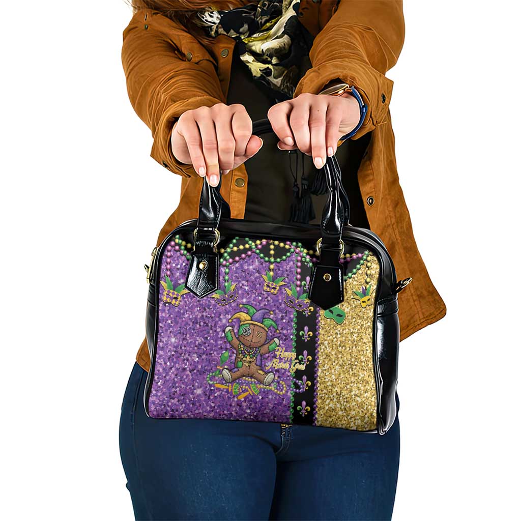 Voodoo Doll Mardi Gras Shoulder Handbag Throw Me Something Mister Glitter Effect