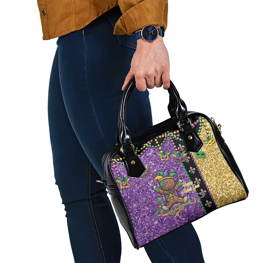 Voodoo Doll Mardi Gras Shoulder Handbag Throw Me Something Mister Glitter Effect