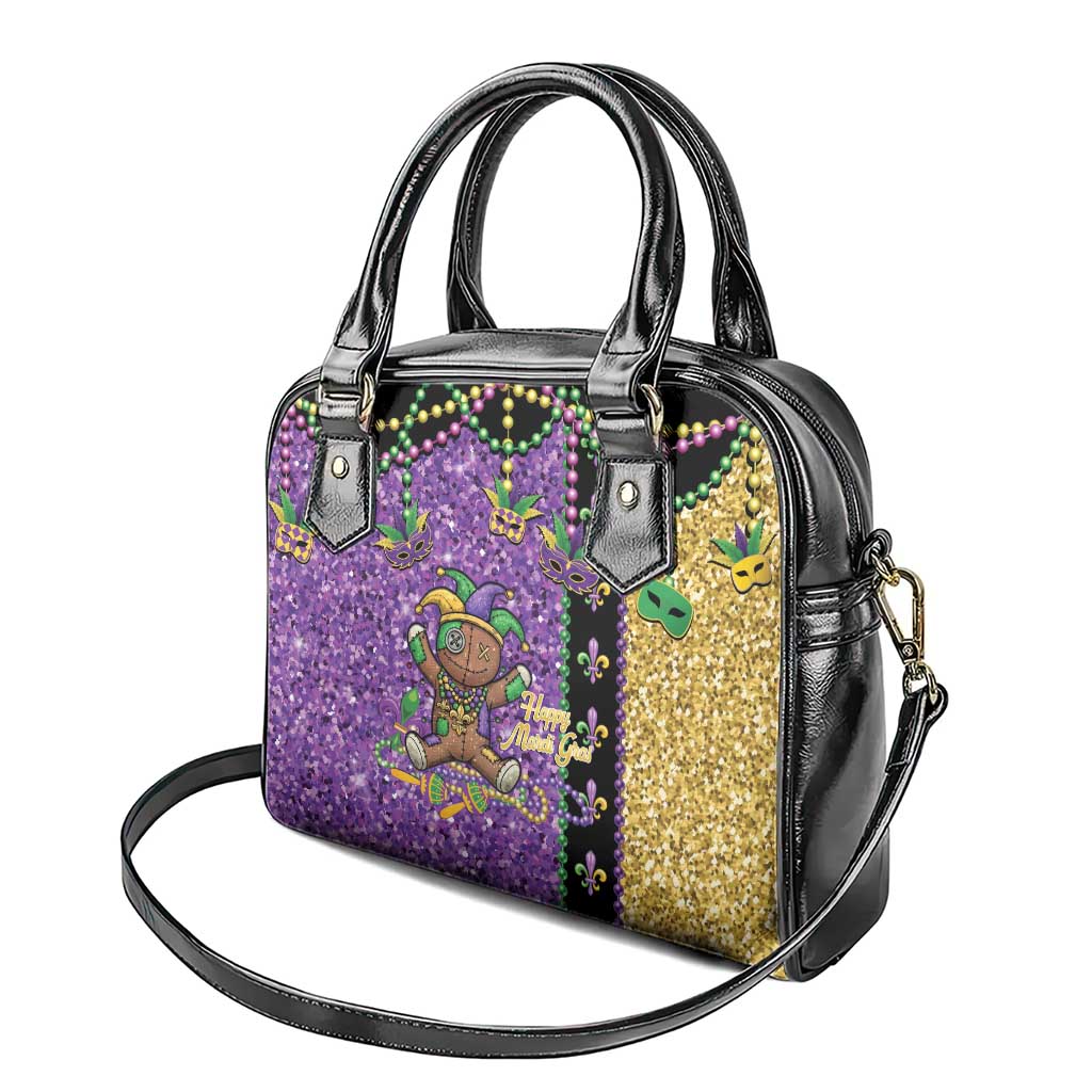 Voodoo Doll Mardi Gras Shoulder Handbag Throw Me Something Mister Glitter Effect
